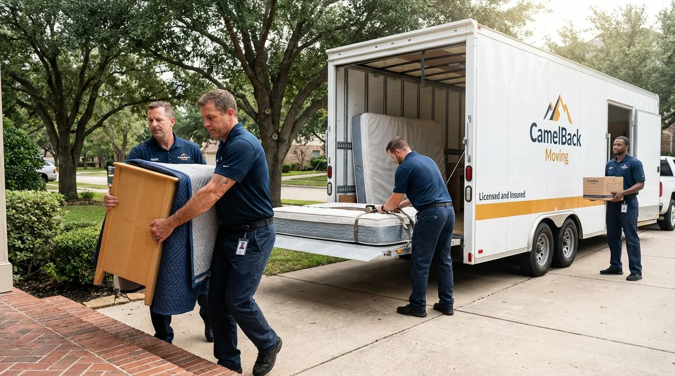 Crew loading residential truck for cross-state move from Troy, TN